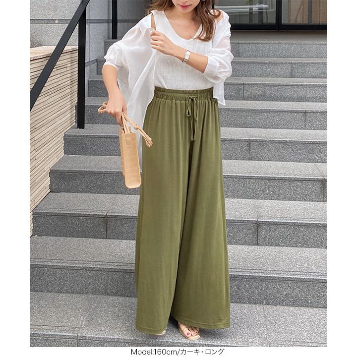 ワイドパンツ ガウチョ レディース 夏 20代 30代 40代 50代 涼しい 夏 ゆったり ゴム M2879 | KOBE LETTUCE | 16