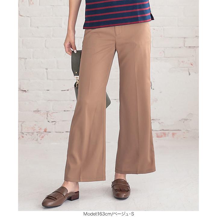 スラックス レディース ボトムス 秋 落ち感 フレア ロング オケージョン デイリー 通勤 M3037 | KOBE LETTUCE | 04