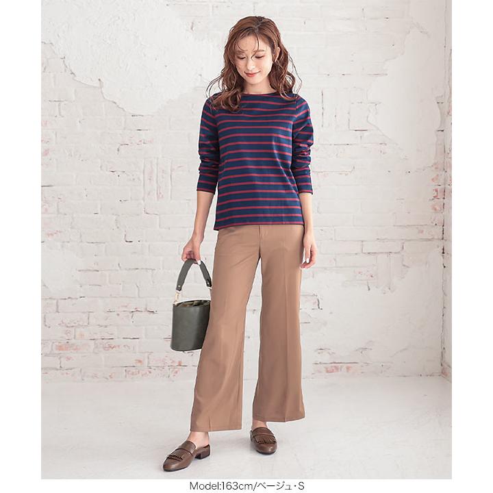 スラックス レディース ボトムス 秋 落ち感 フレア ロング オケージョン デイリー 通勤 M3037 | KOBE LETTUCE | 05