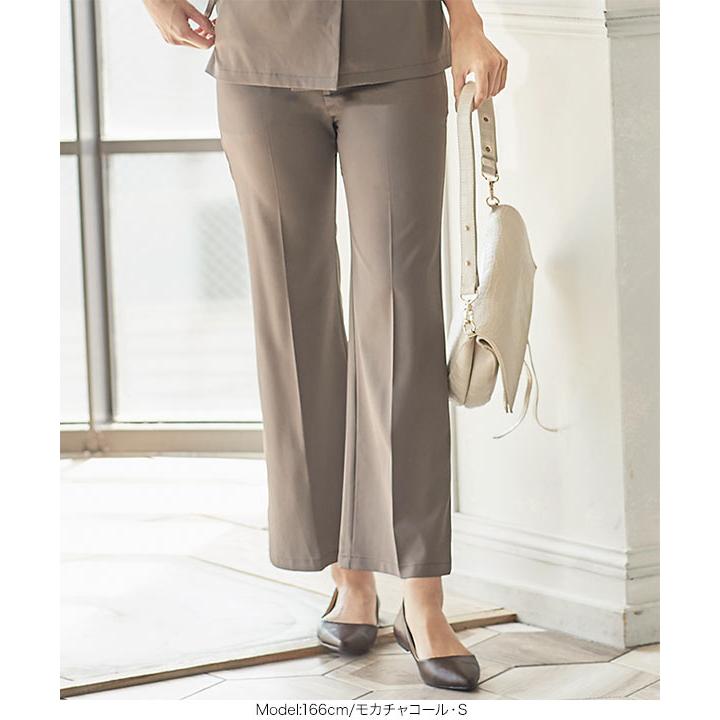 スラックス レディース ボトムス 秋 落ち感 フレア ロング オケージョン デイリー 通勤 M3037 | KOBE LETTUCE | 08