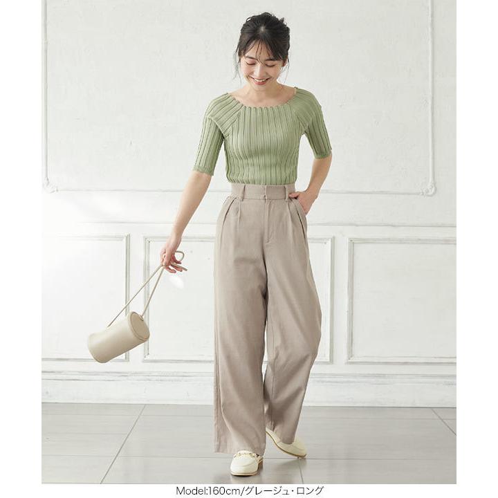 ロングパンツ ショートパンツ レディース ボトムス 春 リネンブレンド バックゴム 選べる2丈 M3228 | KOBE LETTUCE | 08