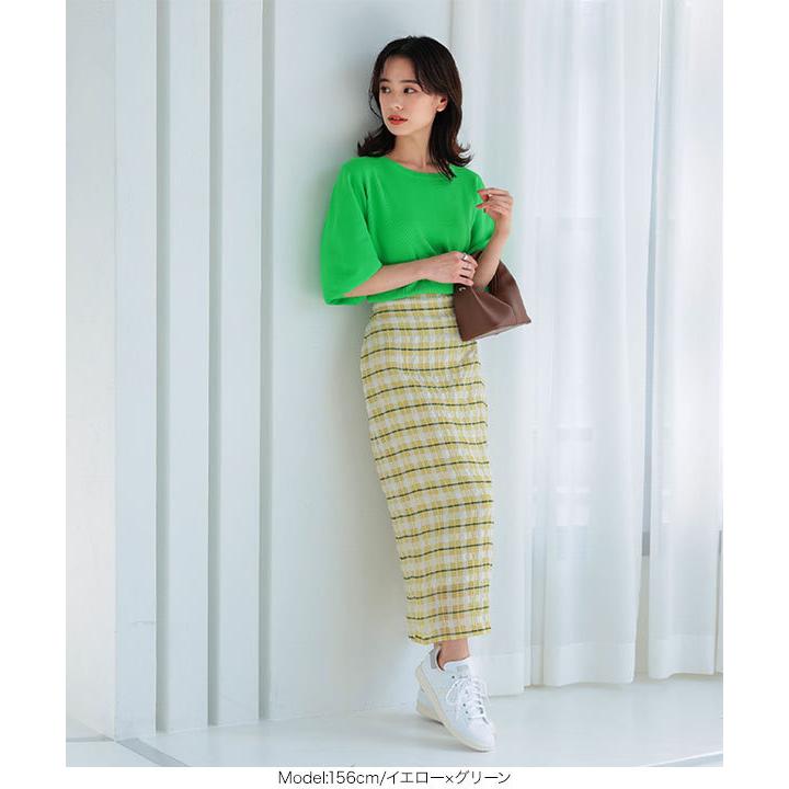 ESCADA チェック柄タイトスカート ゴールドボタン付き 綿100％チェックロングタイトスカート＜大きいサイズ有＞シック