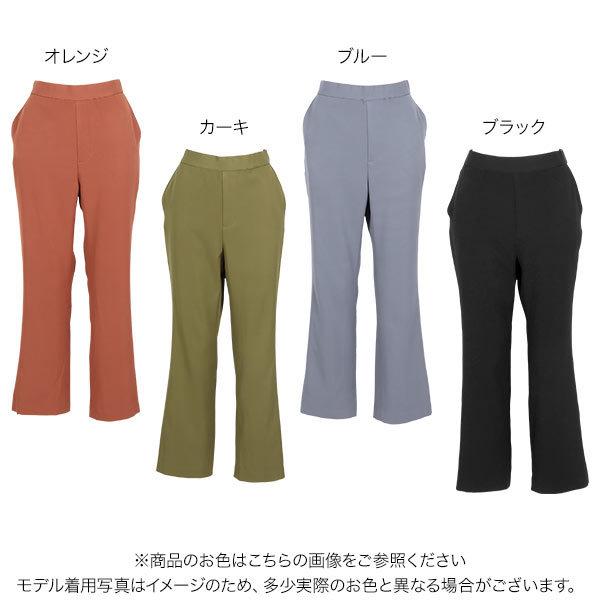 パンツ レディース スラックス 夏 ストレート カラーパンツ スリット 2way 裾ファスナー バックウエストゴム M3731｜kobelettuce｜02