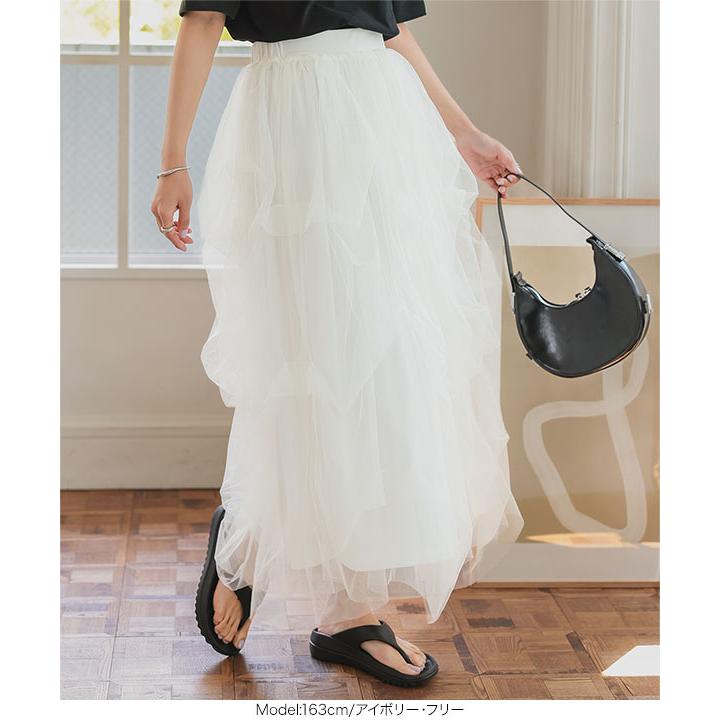 KOBE LETTUCE（神戸レタス） スカート ロング 50代 チュールスカート