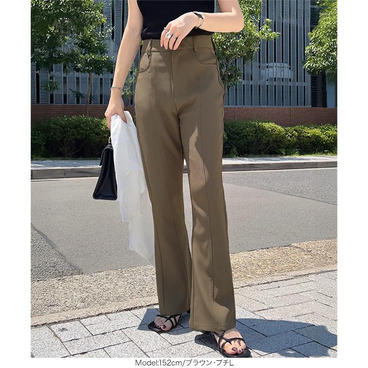 ご購入者様決定꒰L'EST ROSE꒱裾フレア パンツ ベージュ ボトムス 大人可愛い KOBE LETTUCE（神戸レタス） フレアパンツ レディース センターシーム