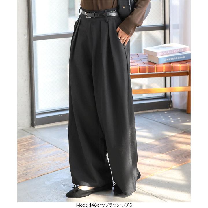KOBE LETTUCE ワイドパンツ レディース 50代 タックワイドパンツ