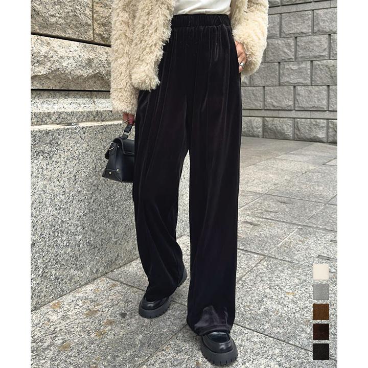 KOBE LETTUCE ワイドパンツ レディース 50代 ベロアパンツ