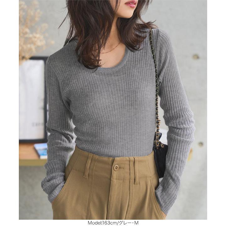 KOBE LETTUCE リブニット 長袖 シアーニット トップス