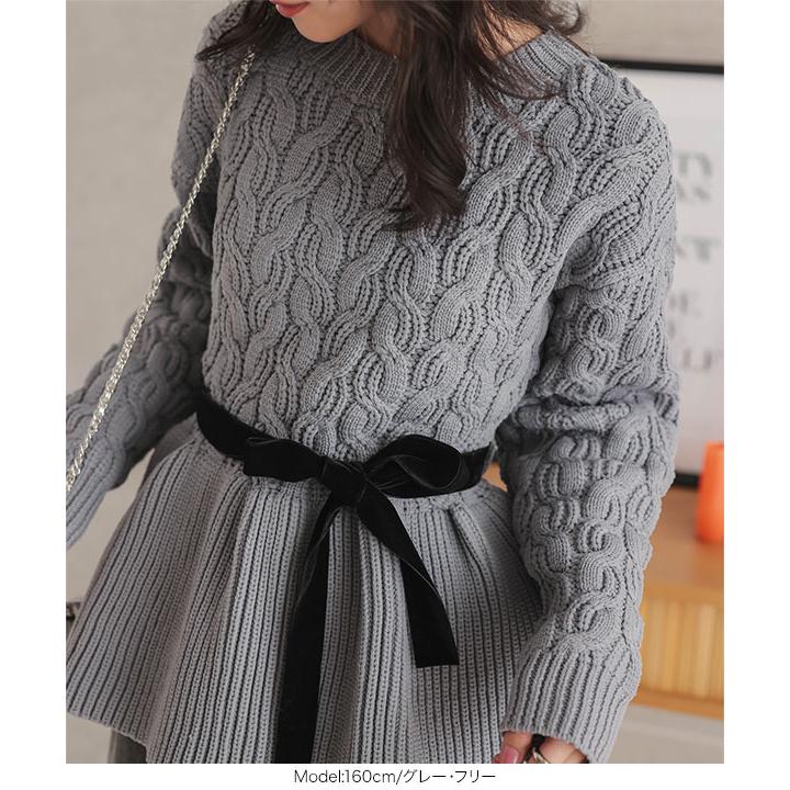 KOBE LETTUCE（神戸レタス） ニット レディース ペプラム ケーブル