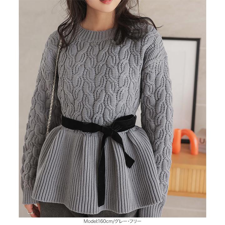 KOBE LETTUCE（神戸レタス） ニット レディース ペプラム ケーブル