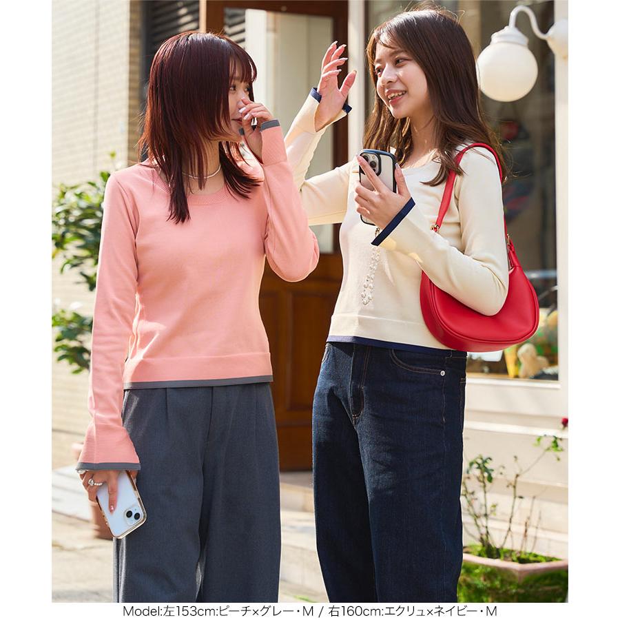 bitnabi美人トップスS 長袖 美人トップス（ネイビー）【お上品な授乳服のお店bitnabi】