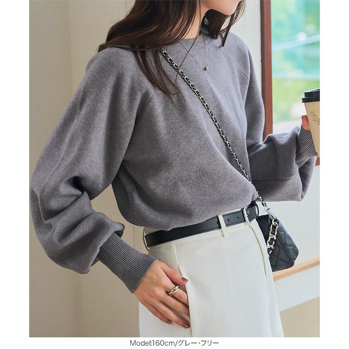 トップス　即日発送　グレー サムホール付きハイネックショート丈ニットトップス[k9230d