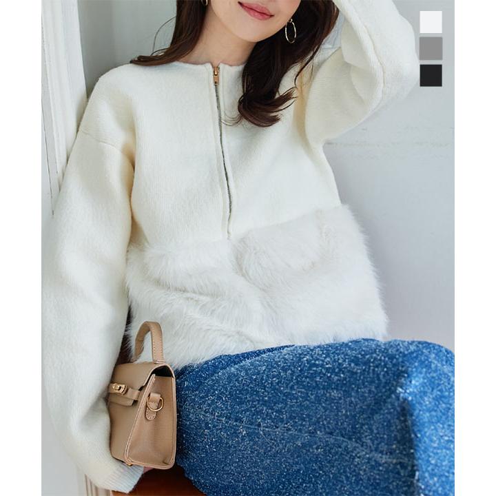 ファーニットコート(ホワイト)♡ セール】ファーフードニットコート（その他アウター）｜SNIDEL