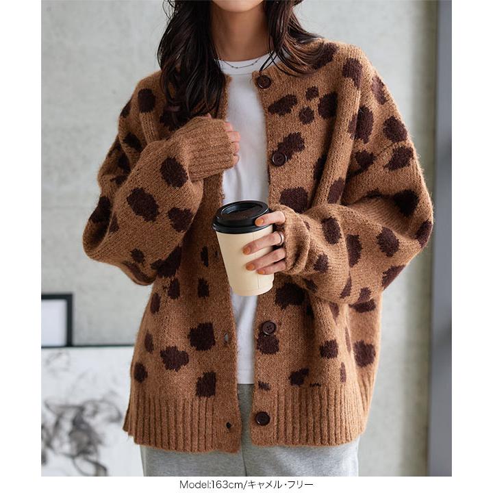 TEEN BOOP レオパードルーズニットカーデ　brown セール】レオパードルーズニットカーデ（カーディガン/ボレロ）｜TEEN