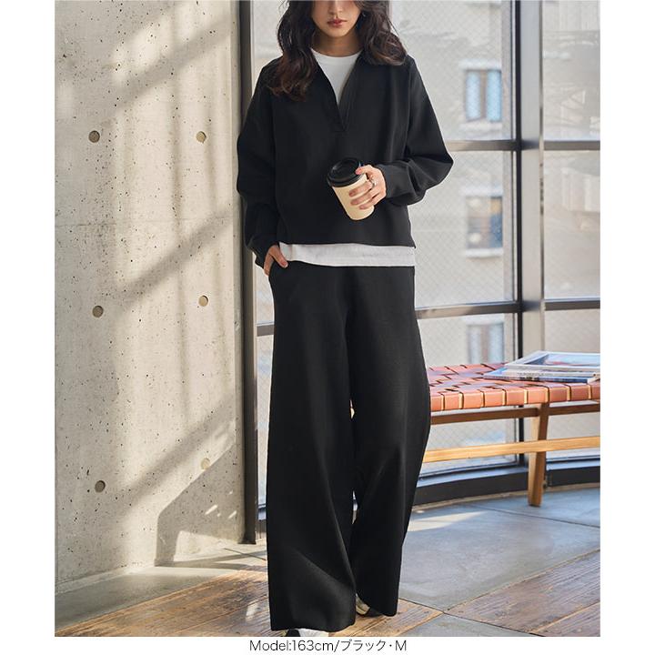 日替わりセール ワイドパンツ スキッパー ニット セットアップ トップス スウェット リラックス 旅行 おしゃれ スポンディッシュ N1237送料無料 | KOBE LETTUCE | 07