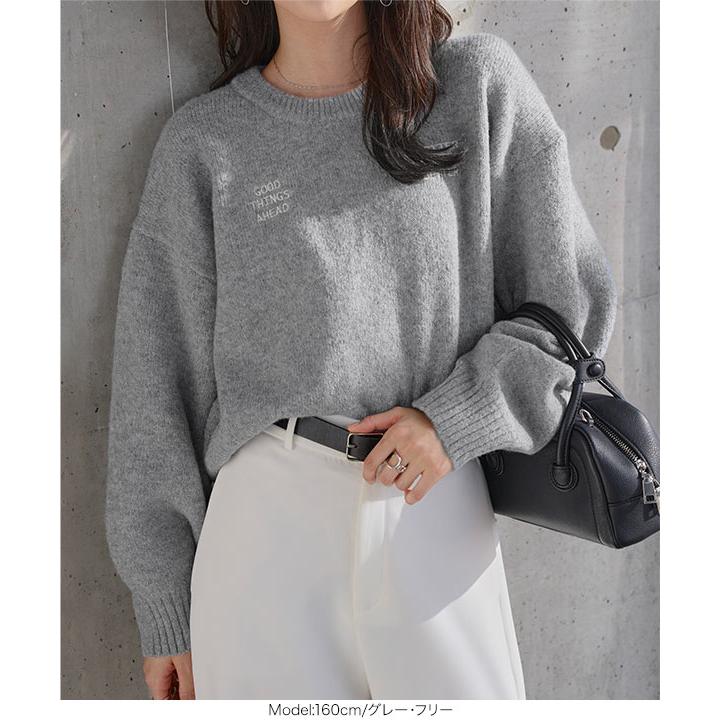 ひでこ　Cニット　グレー KOBE LETTUCE（神戸レタス） ニット レディース 40代 ゆったり グレー