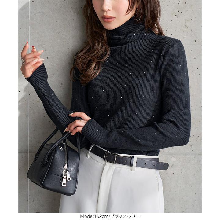 STONE  ブラック タートルネック ニット S KOBE LETTUCE（神戸レタス） リブニット タートルネック ニット
