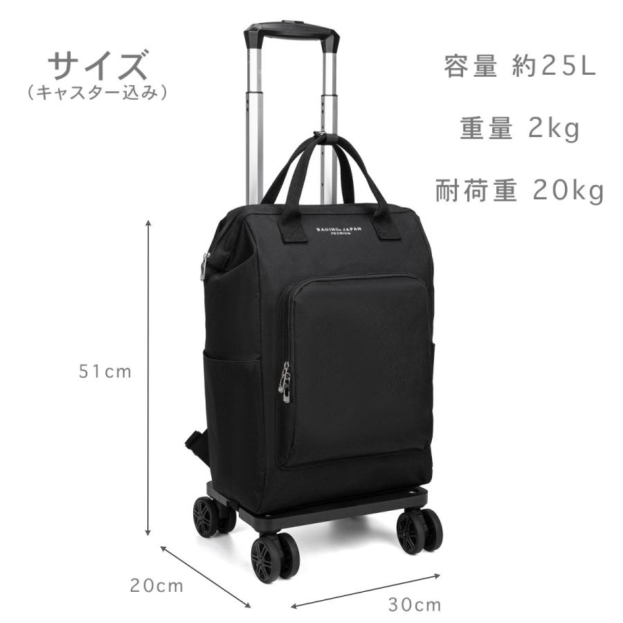 リュックにもなる2way仕様 大型ダブルキャスター 口金入り ガマ口 ショッピングキャリー 折り畳み可能 横押し 軽量 ショッピングカート 組み立て済み 603の画像