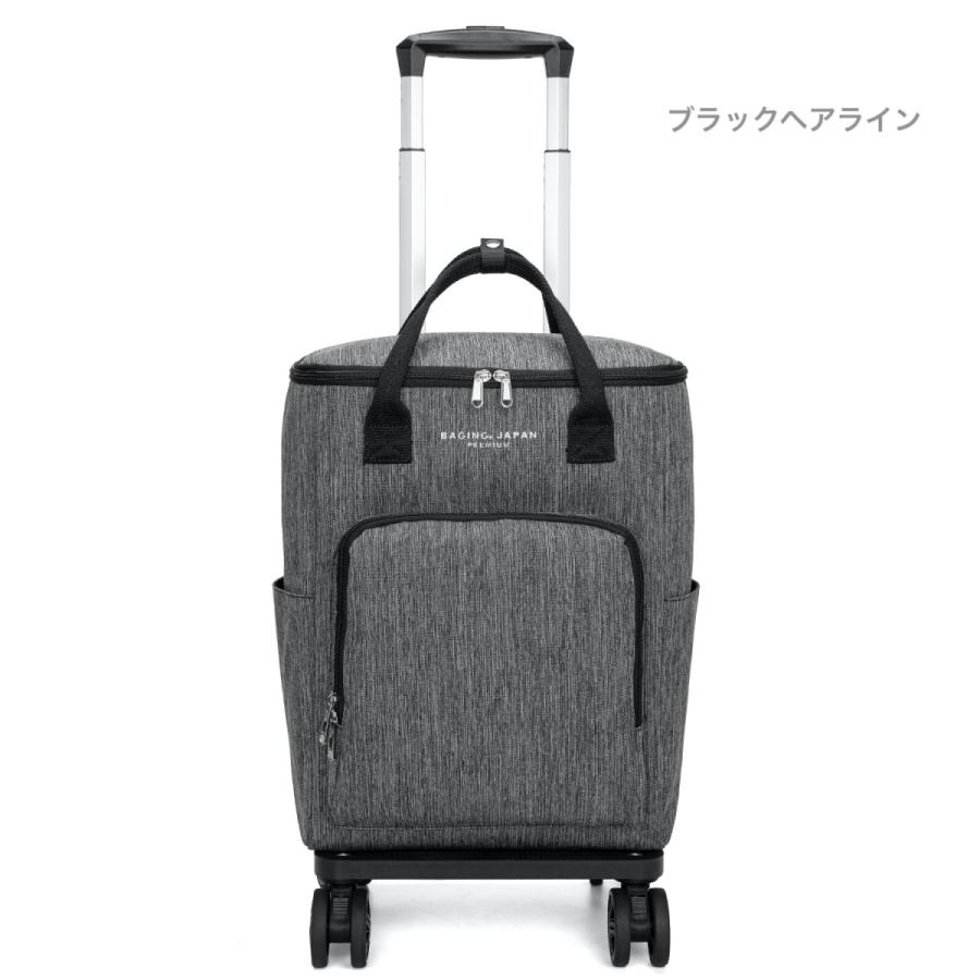 日本製YKKファスナー 大型ダブルキャスター 保温保冷 ショッピングキャリー 折り畳み可能 横押し 軽量 ショッピングカート 組み立て済み 605の画像