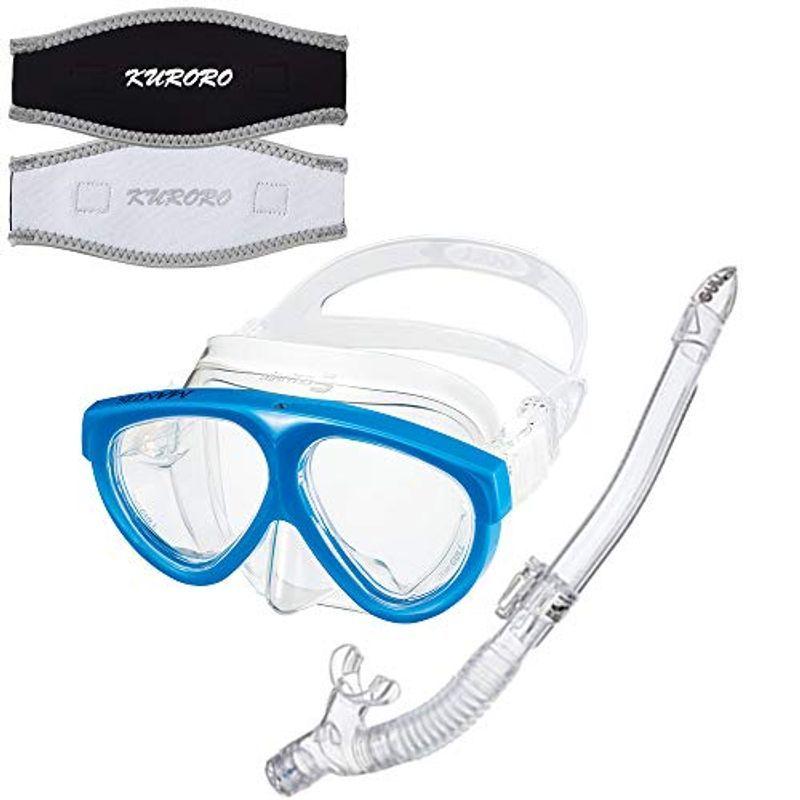 GULL マスク マンティス5シリコン ネオンブルー×スノーケル カナールドライSPシリコン クリア×KURORO マスクストラップカバー