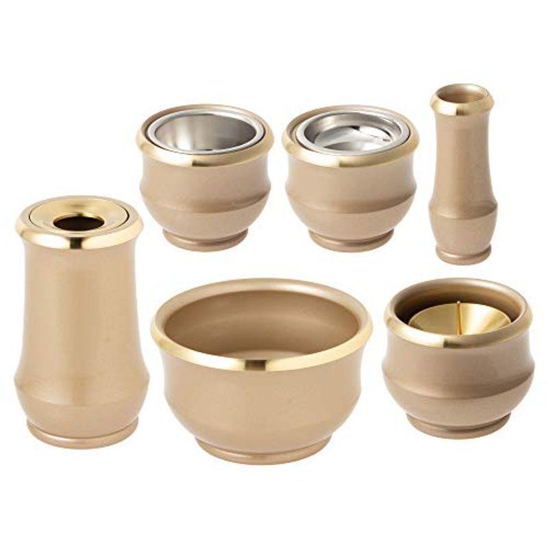 お仏壇のはせがわ 仏壇 仏具 仏具 具足 6点 セット 仏飯器 ルフラ シャンパン