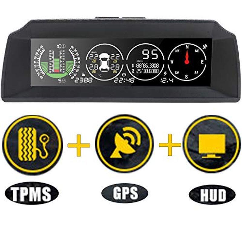 本物の 車の傾斜計 Hudヘッドアップディスプレイ タイヤ空気圧監視システムtpms スロープメ 警報機能 車載スピードメーター Gpsモード搭載 車椅子 Cooesan Com