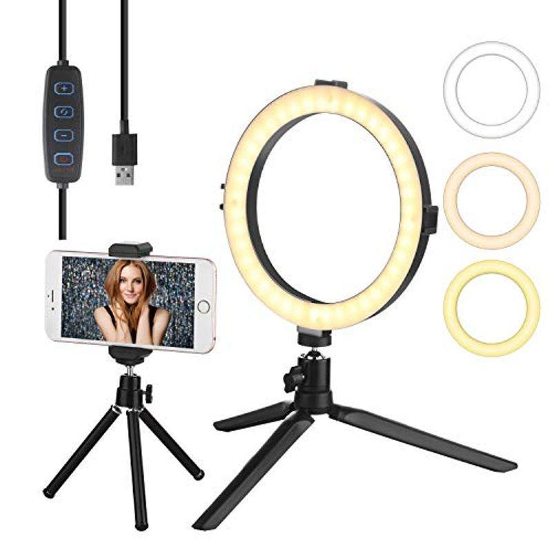 売上実績NO.1FOMITO LEDリングライト 直径8インチ スマホで撮影、人物の写り等に適用 USB給電