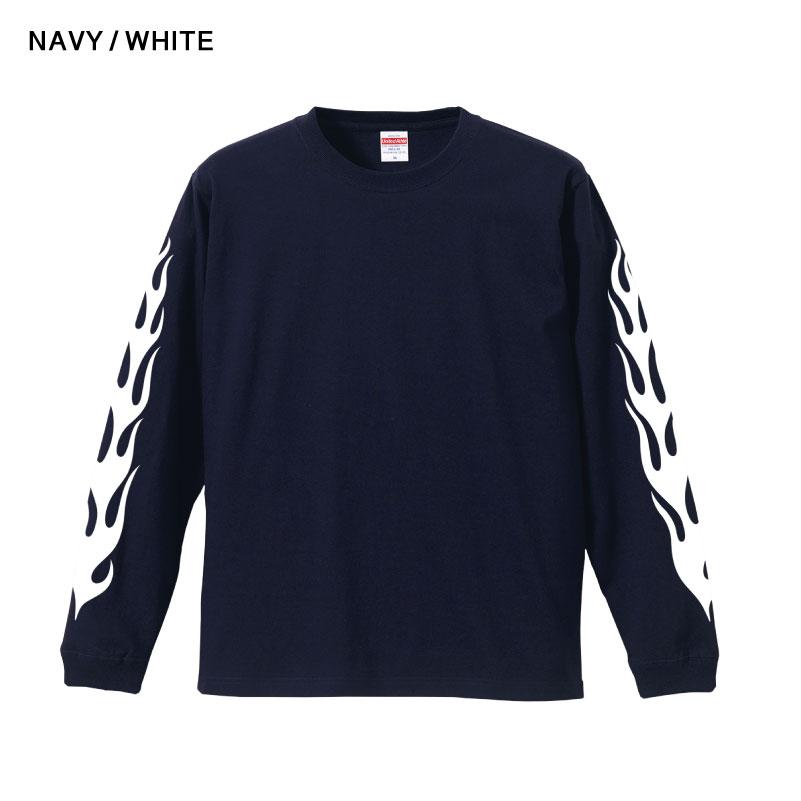 FLAME ファイヤーパターン ロンT 袖プリント トップス カットソー 長袖