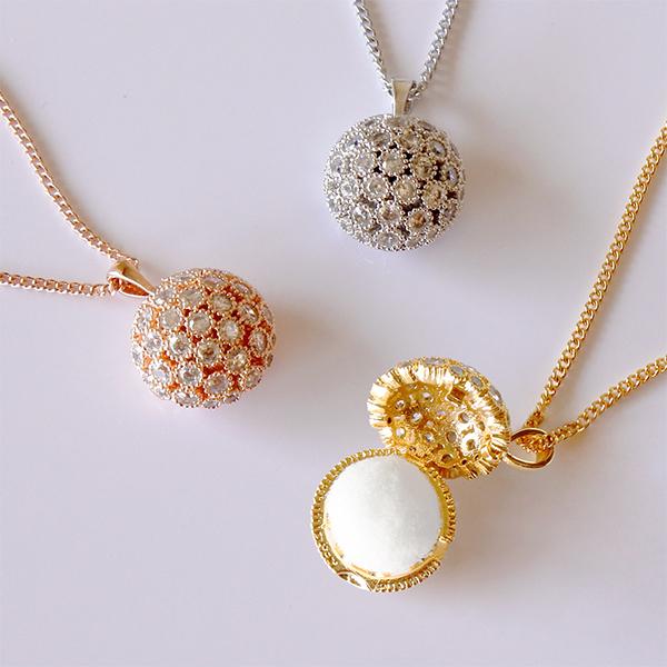 アロマペンダント パヴェ ネックレス 2way☆ニッケルフリー 金アレ