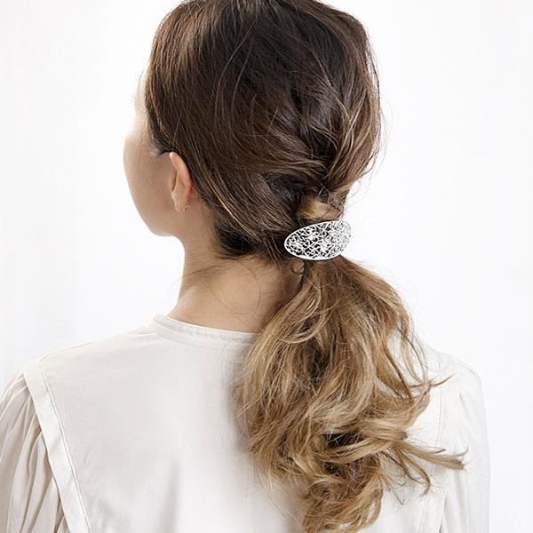 ポニーフック ヘアフック 送料無料 透かし模様 フラワーヘアアクセ