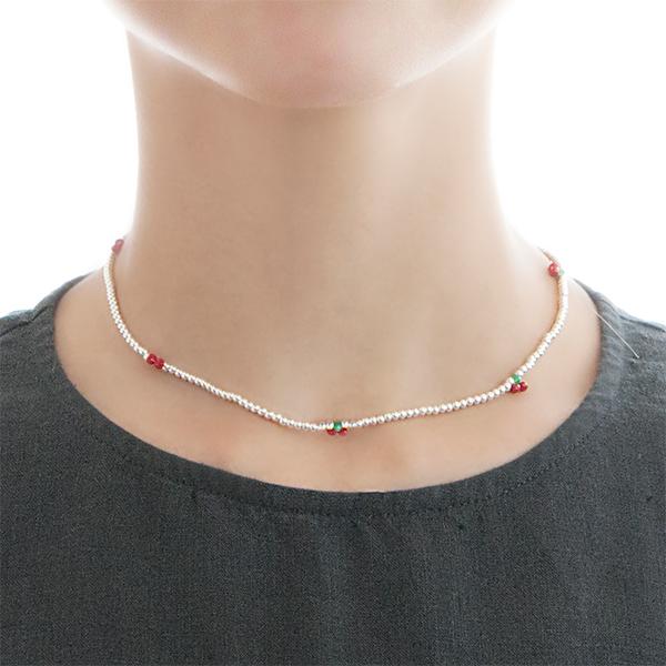 ネックレス ビーズネックレス チェリー ☆ 送料無料 シルバー925