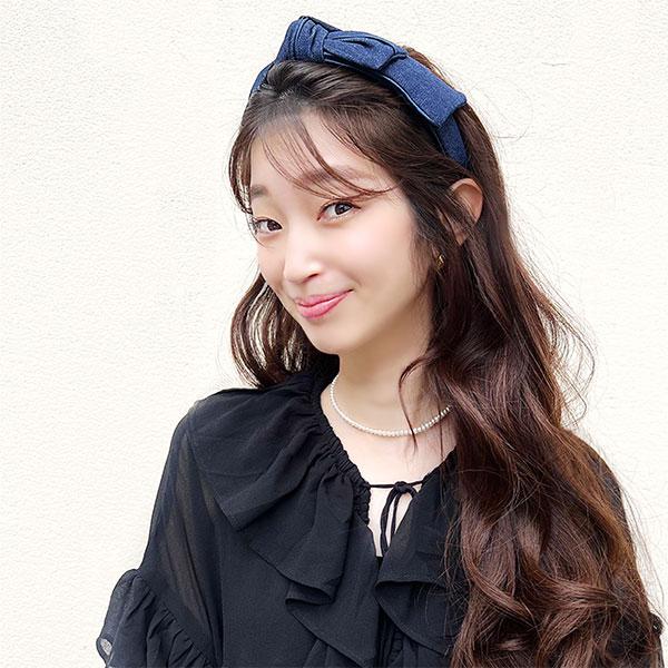 カチューシャ デニム ワイヤー入 ☆ リボン 送料無料 ジーンズ