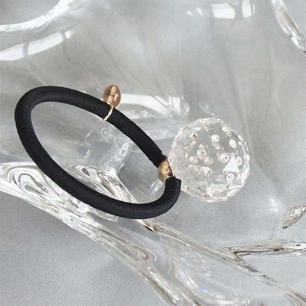 ヘアゴム ビッグ ボール ☆ クリア パール ラインストーン 大きめ 水玉  