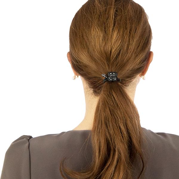 ヘアゴム ☆ フラワー モチーフ ストーン キラキラ パール ビジュー