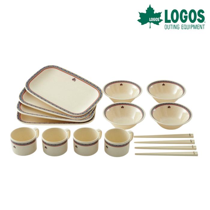 LOGOS - ロゴス ナバホパーティー箸付き食器セット4人用 (81285000) 食器 LOGOS ロゴス ナバホ パーティー箸付き食器セット4人用 81285000
