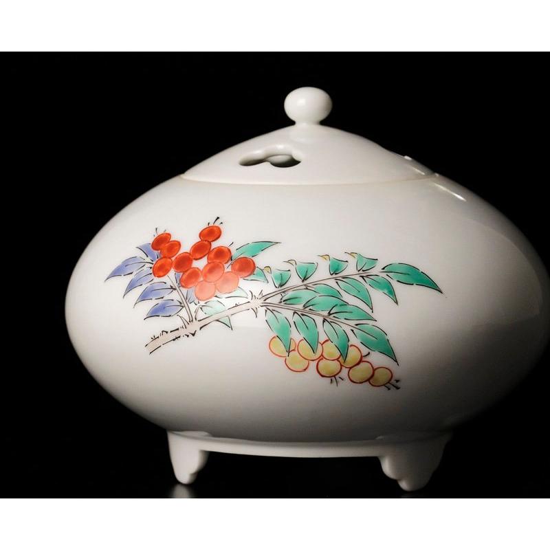 ★【古美味】人間国宝 十四代酒井田柿右衛門 濁手 南天文香炉 茶道具 保証品 S8Aq |  | 07