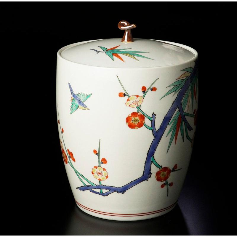 ☆【古美味】人間国宝 十三代酒井田柿右衛門 濁手 梅竹文水指