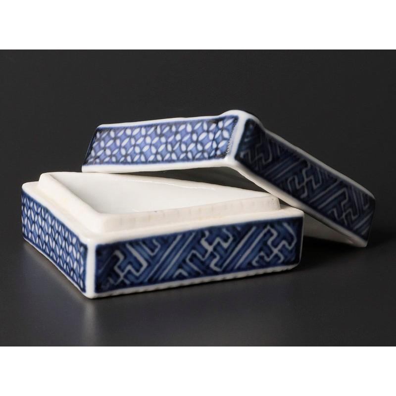 ☆【古美味】四代三浦竹泉造 祥瑞開扇香合 茶道具 保証品 SdJ7