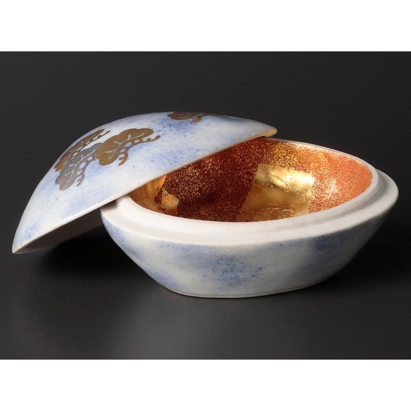 ★【古美味】五代三浦竹泉造 吹墨金銀彩 蛤香合 茶道具 保証品 HjN1 |  | 01