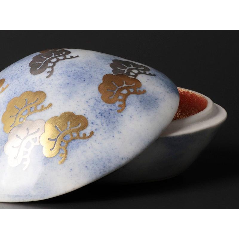 ★【古美味】五代三浦竹泉造 吹墨金銀彩 蛤香合 茶道具 保証品 HjN1 |  | 06