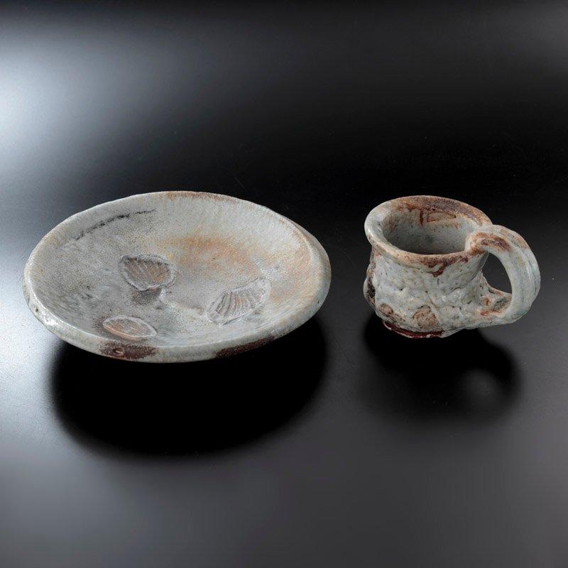 ★【古美味】熊野九郎右ヱ門 熊志野 珈琲椀 kuro05 茶道具 保証品 F7Av |  | 01