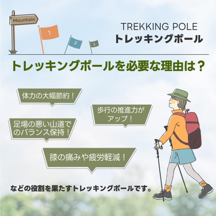 トレッキングポール アルミ 折りたたみ 【1本】 収納袋付き 高強度