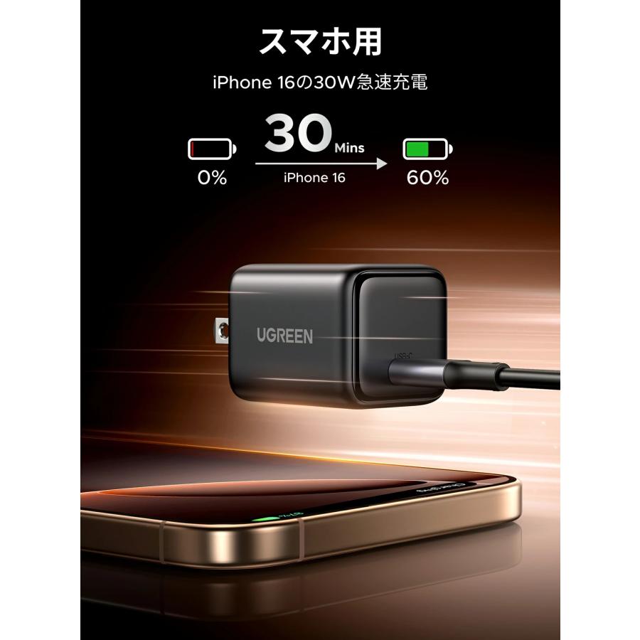 UGREEN 30W USB-C 充電器 【PSE技術基準適合/PD3.0対応/30W急速充電