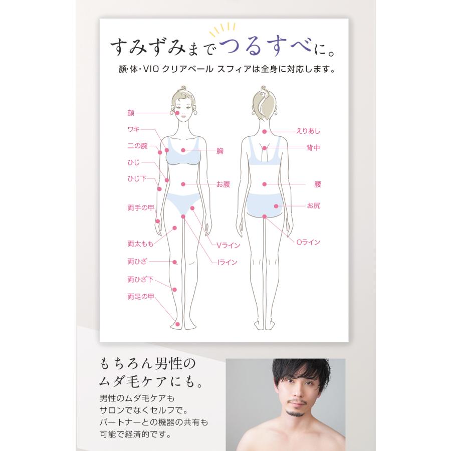 脱毛器 VIO対応 光脱毛 家庭用 IPL光 ギフト 三代【美ルル クリアベール スフィア】約99万発 背中 自動連射 連続照射 赤色LED 正規品の画像
