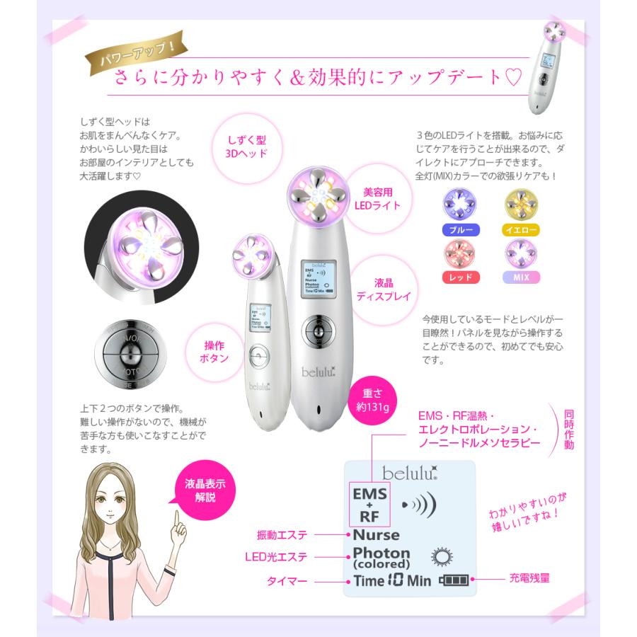 美顔器 プレミアムbelulu Premium リフトアップ EMS rf エレクトロポレーション ノーニドルメソセラピー RF LED 日本製 プレゼントの画像