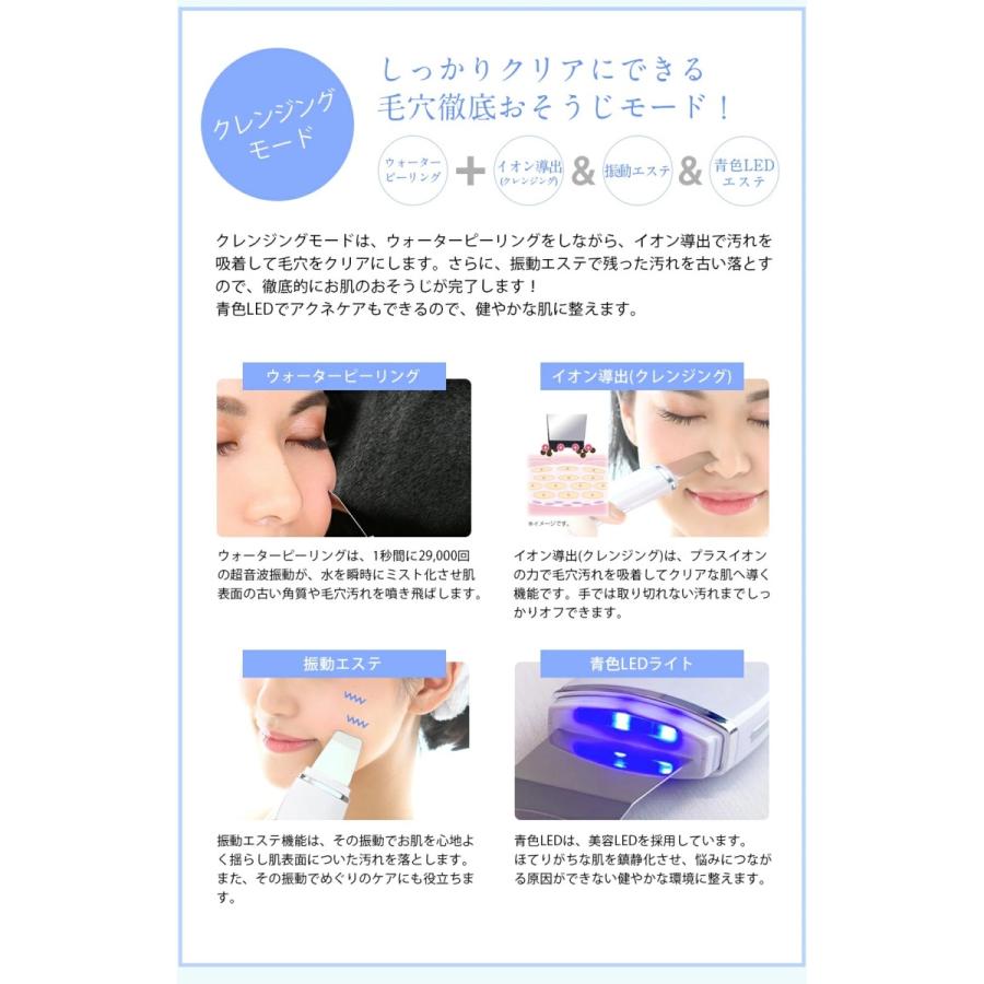 アクアルファ最新モデル  超音波ウォーターピーリング 美顔器 毛穴ケア EMS クレンジング イオン導出 導入 黒ずみ ニキビ 汚れ 保湿 プレゼントの画像