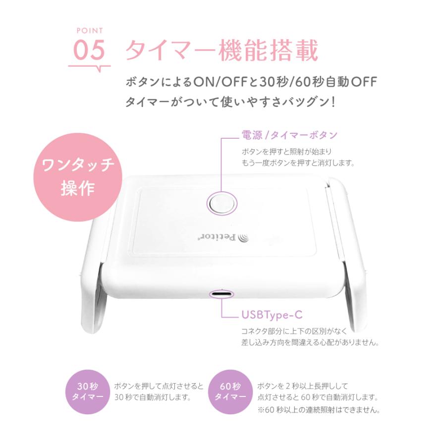 Petitor ジェルネイル ライト UVライト 「プチトルCube 12W」高速硬化 折りたたみ USB対応 ワンボータン タイマーつき ...