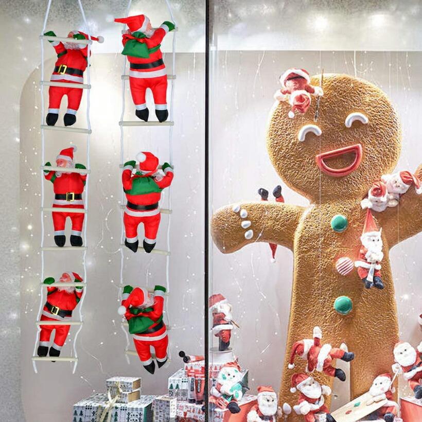 クリスマス 飾り はしごサンタ飾り(サンタ3体) クリスマスツリー