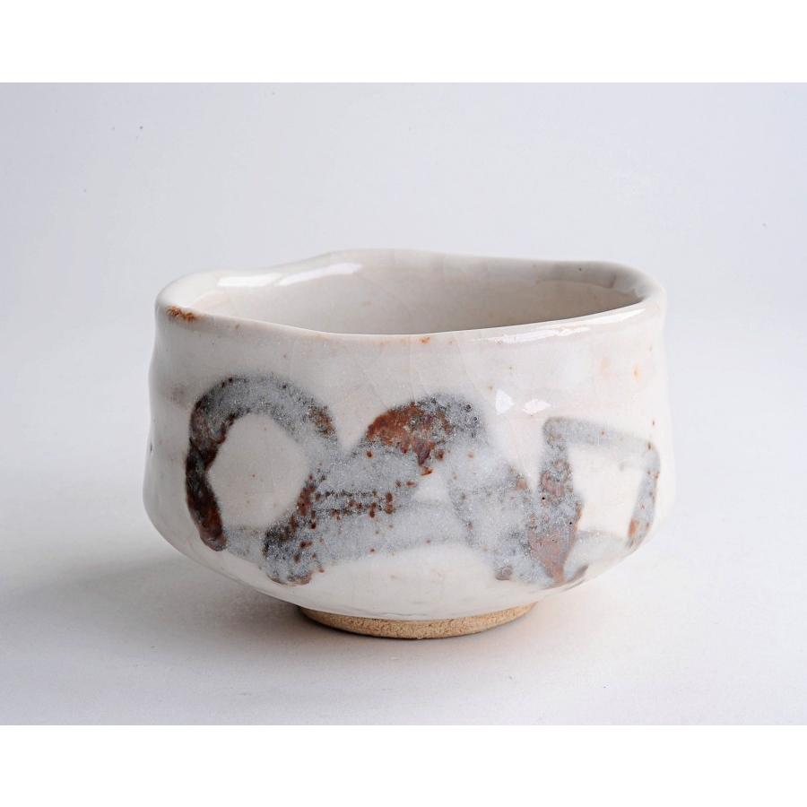 茶道具 茶碗 円相 飛鶴ノ図 志野 拝土窯 水野古麦 作 共箱 N504CH