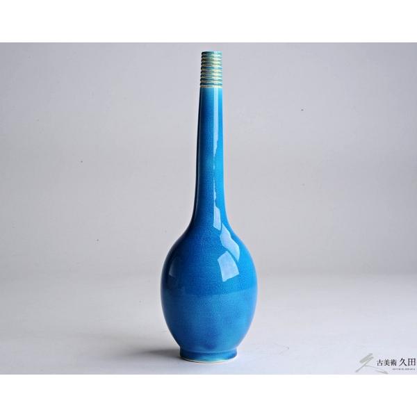 DI2504十六代 永楽善五郎 (即全) 造 交趾鶴首 花入 茶道具 花瓶 花器